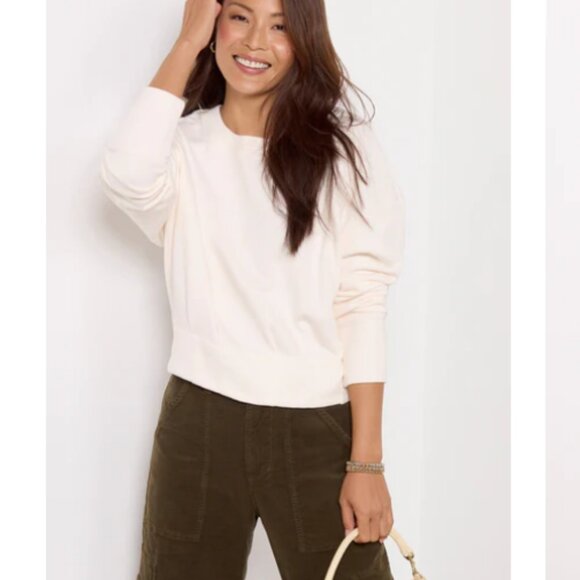 Evereve Baylor Corset Sweatshirt, Size M, Ivory/Off White - Picture 1 of 9